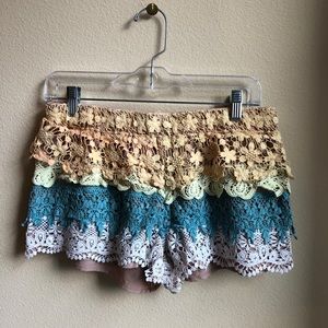 Colorful crochet shorts